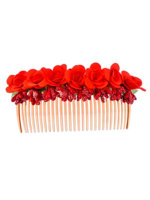 Red floral handcrafed hair accessory 4