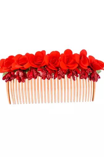 Red floral handcrafed hair accessory