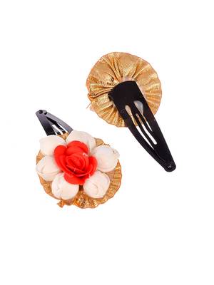 Set of 2 red floral tic tac hair clip 2
