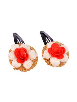 Set of 2 red floral tic tac hair clip 3