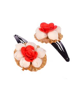 Set of 2 red floral tic tac hair clip 4