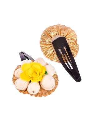 Set of 2 yellow floral tic tac hair clip 2