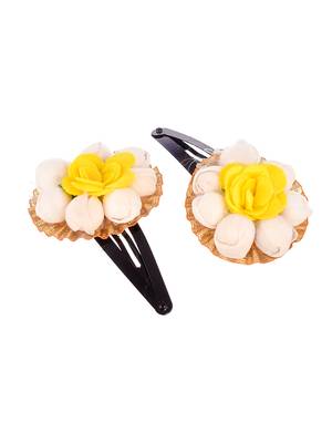 Set of 2 yellow floral tic tac hair clip 4