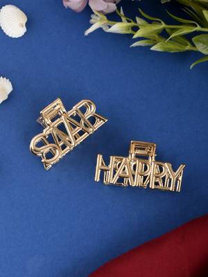 Set of 2 gold toned claw clip 1