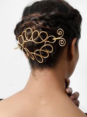 Women gold toned embellished hair accessory 2