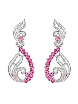 Lumiere silver-plated pink diamond party wear necklace set 3