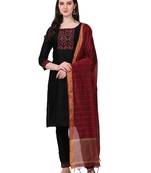 Trendy designer black color rayon fabric kurta set with dupatta