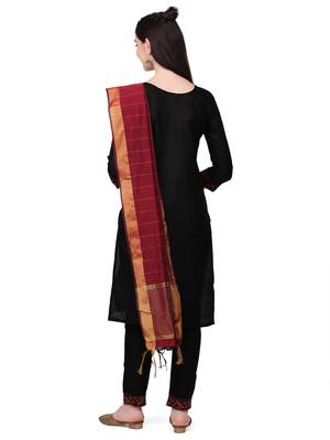 Trendy designer black color rayon fabric kurta set with dupatta 3