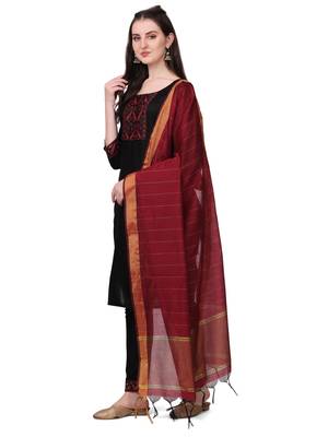 Trendy designer black color rayon fabric kurta set with dupatta 4