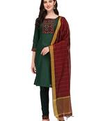 Trendy designer green color rayon fabric kurta set with dupatta