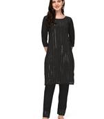Trendy designer black color rayon fabric sequence work kurta set