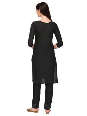 Trendy designer black color rayon fabric sequence work kurta set 3