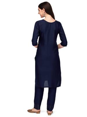 Trendy designer blue color rayon fabric sequence work kurta set 3