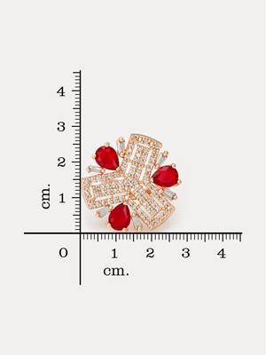 Lumiere designed gold-plated cherry red stone studded finger ring 5