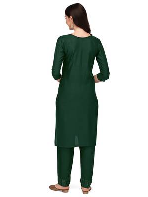 Trendy designer green color rayon fabric sequence work kurta set 3