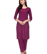 Trendy designer wine color rayon fabric sequence work kurta set