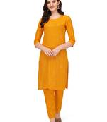 Trendy designer yellow color rayon fabric sequence work kurta set
