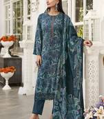 navy blue velvet digital printed dress material