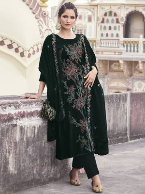 green velvet embroidered dress material 2