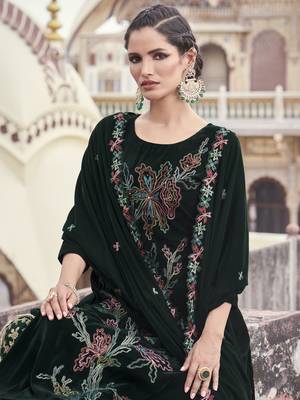 green velvet embroidered dress material 3
