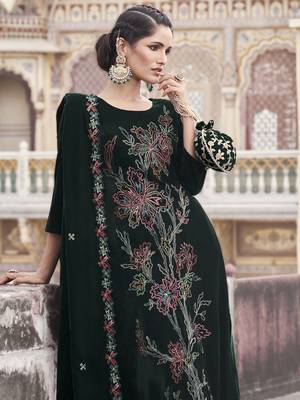 green velvet embroidered dress material 4