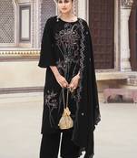 black velvet embroidered dress material
