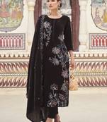 brown velvet embroidered dress material