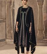 black velvet embroidered dress material