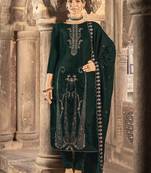 green velvet embroidered dress material