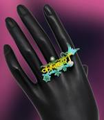 Multi color mint meena finger ring for women