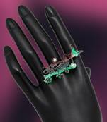 Multi color mint meena finger ring for women