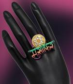 Multi color mint meena finger ring for women