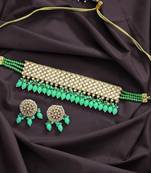 Parrot green color kundan choker necklace set