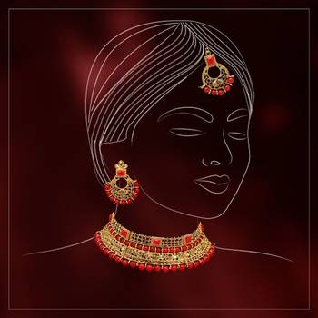 Red color choker kundan necklace set 1