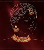 Red color choker kundan necklace set