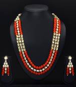 Imitation pearl kundan necklace with earring