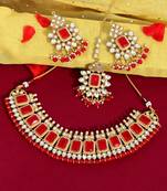 Red color kundan necklace set