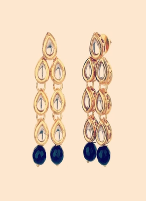 Runjhun golden color kundan designer earring 1