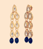 Runjhun golden color kundan designer earring