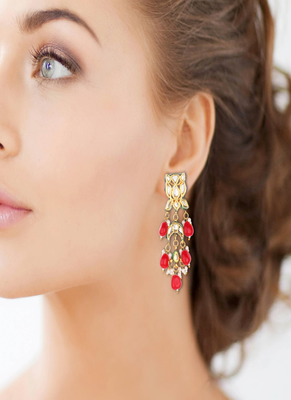 Runjhun semi precious stones designer jhumka for women 2