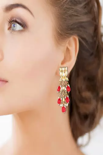 Runjhun semi precious stones designer jhumka for women