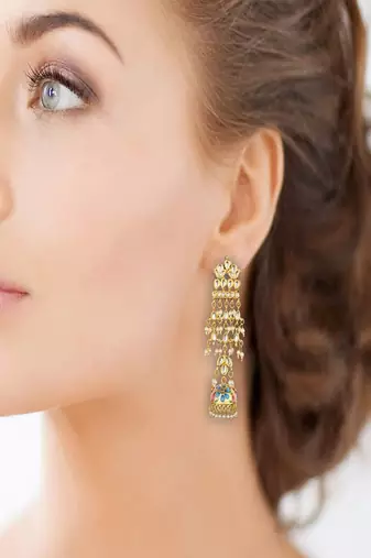 Runjhun traditonal kundan jhumki earrings for women