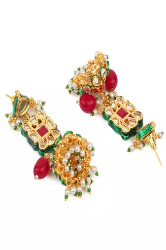 Runjhun semi precious stones designer jhumka