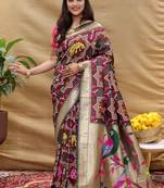 WINE BEAUTIFUL PAITHANI SILK SAREE