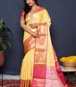 YELLOW KANCHIPURAM ELEGANT SILK SAREE