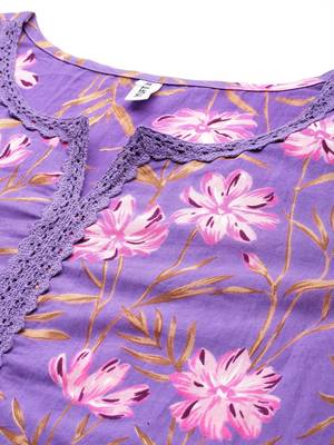  purple pure cotton kurta set with embroidery kurta trouser set 4