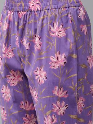  purple pure cotton kurta set with embroidery kurta trouser set 5