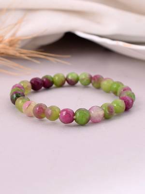 Multicoloured beads & stone elasticated bracelet 1