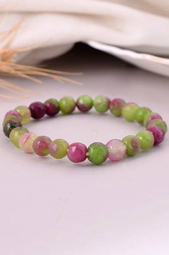 Multicoloured beads & stone elasticated bracelet