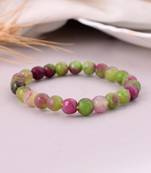 Multicoloured beads & stone elasticated bracelet